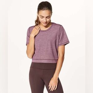 EUC - Lululemon - Run the Say Short Sleeve - Heathered dark adobe - size 10
